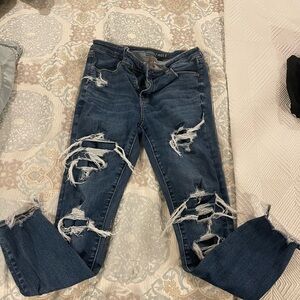 American Eagle Outfitters Ripped Blue Skinny Jeans